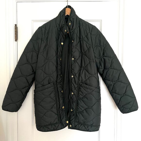 Quince Featherless Quilted Long Puffer Jacket in Verdant Green | Size S - Picture 6 of 10